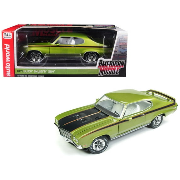 1971 Buick Skylark GSX Limemist Green with White Interior \Hemmings Muscle Machines\" Magazine Limited Edition to 300 pieces Worldwide 1/18 Diecast Model Car by Autoworld"