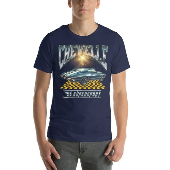 1971 Chevelle SS Muscle Car | Vintage 70's Era Auto Shirt (Navy, M)