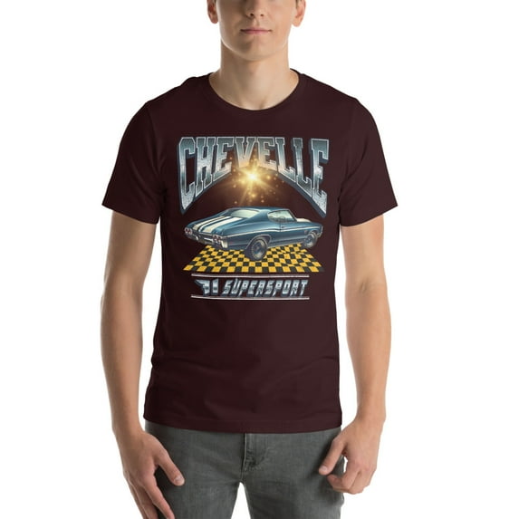 1971 Chevelle SS Muscle Car | Vintage 70's Era Auto Shirt (Oxblood Black, XL)
