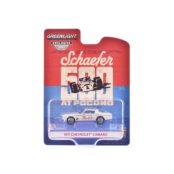 1971 Chevrolet Camaro "1971 Schaefer 500 at Pocono Raybestos Official Pace Car" White with White Interior "Hobby Exclusive" Series 1/64 Diecast Model Car by Greenlight