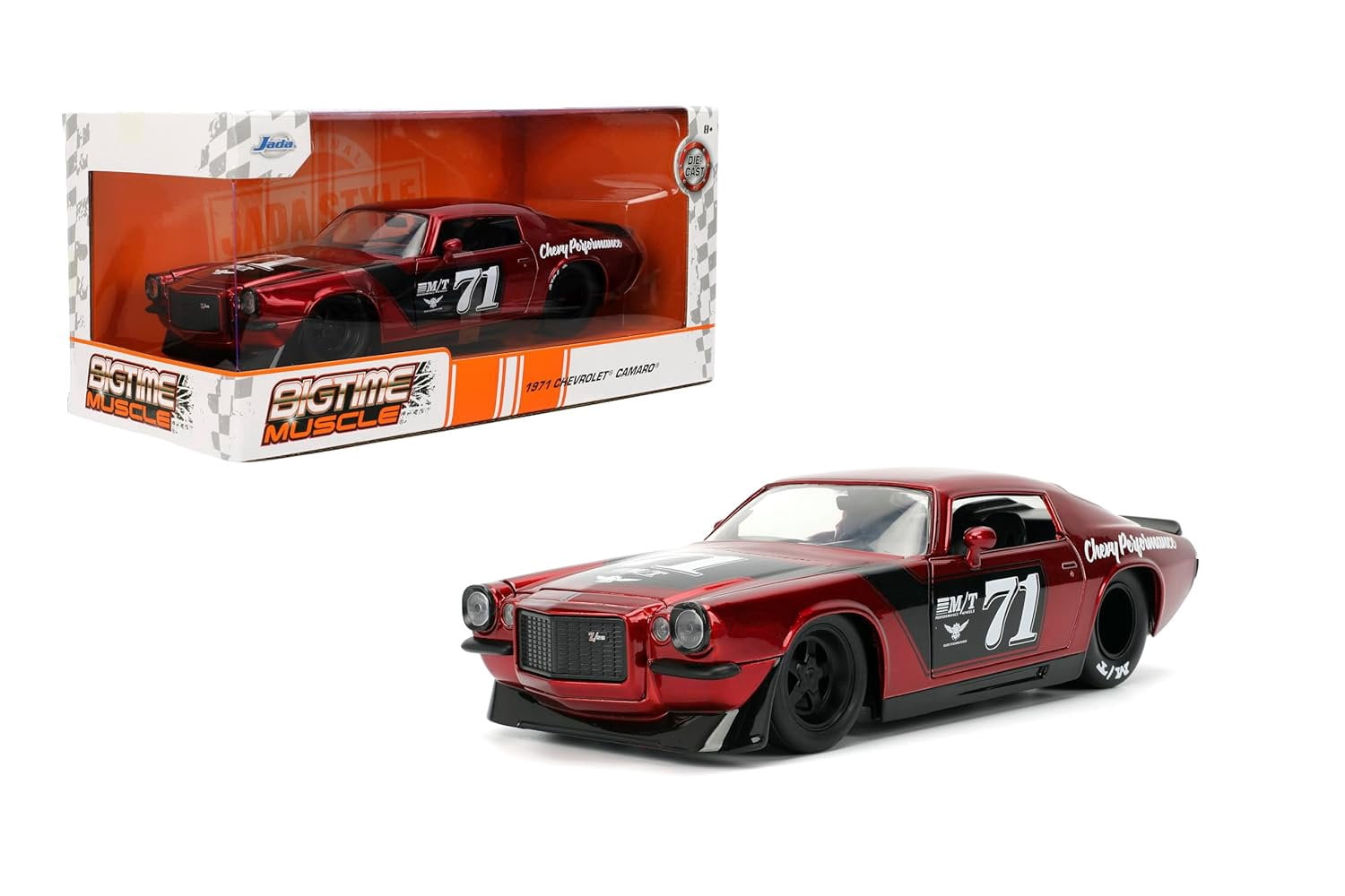1971 Chevrolet Camaro #71 Red Metallic with Black Stripes "Bigtime Muscle" Series 1/24 Diecast Model Car by Jada(Selections May Vary)