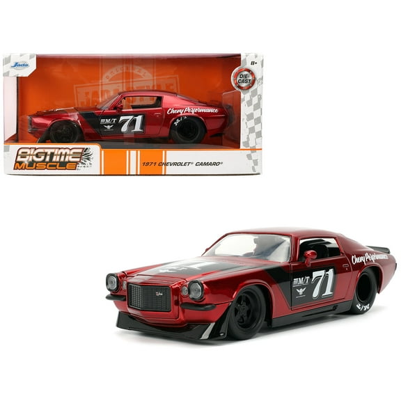 1971 Chevrolet Camaro #71 Red Metallic with Black Stripes "Bigtime Muscle" Series 1/24 Diecast Model Car by Jada(Selections May Vary)