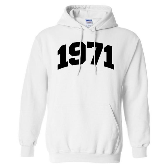 1971 College Style Hoodie Sweatshirt Unisex 3X-Large White