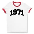 thumbnail image 1 of 1971 College Style Ringer Tee Shirt Unisex 2X-Large White/Red, 1 of 5
