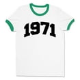 thumbnail image 1 of 1971 College Style Ringer Tee Shirt Unisex X-Large White/Kelly Green, 1 of 5