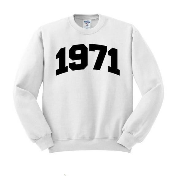 1971 College Style Sweatshirt Unisex Large White