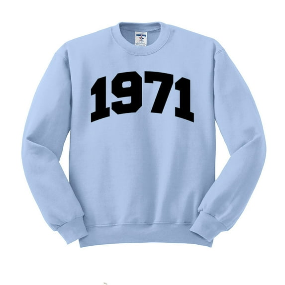 1971 College Style Sweatshirt Unisex Medium Light Blue