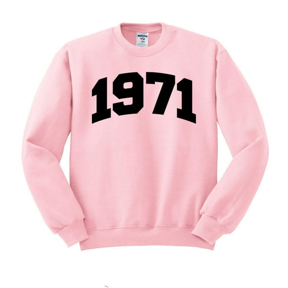 1971 College Style Sweatshirt Unisex Medium Pink
