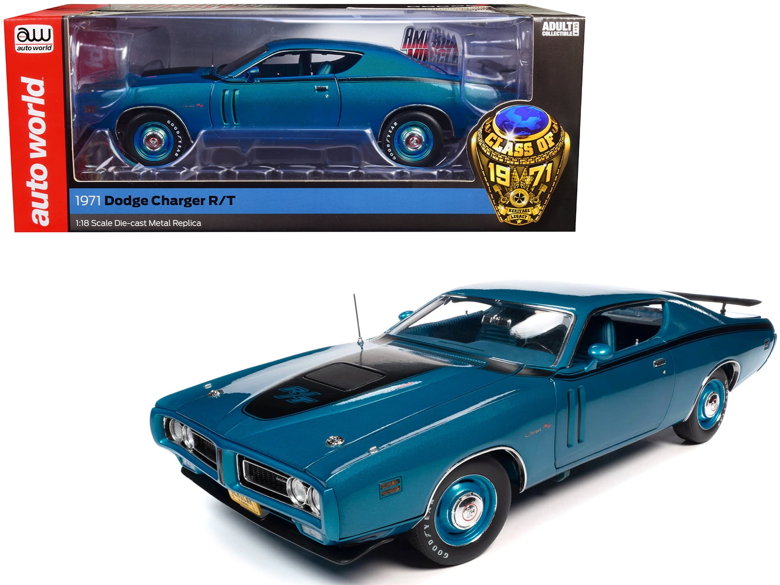 ミニカー 1971 dodge CHARGER R/T 1971 Dodge Charger R/T 426 Hemi Blue Metallic with Black Stripes