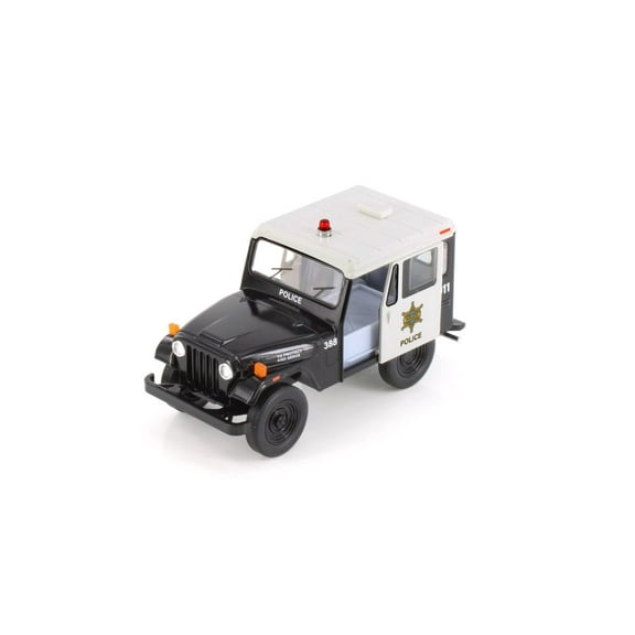 1971 Jeep DJ-5B Police Edition, Black /White - Kinsmart 5433DP - 1/26 Scale Diecast Model Car