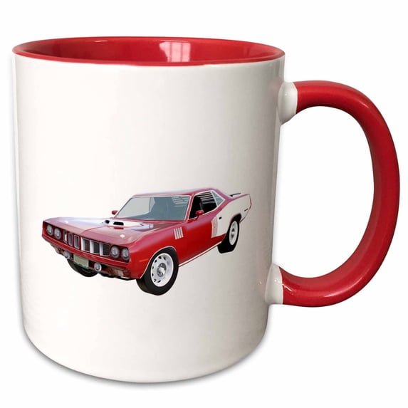 3drose, 1971 Muscle Car Red, 11oz Two-tone Red Mug