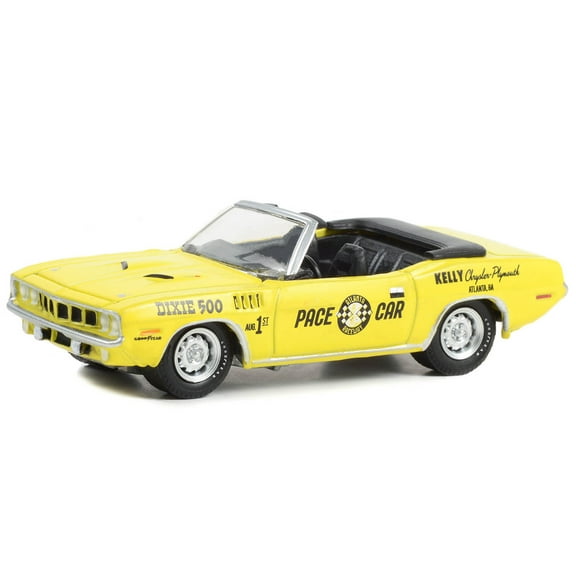 1971 Plymouth Barracuda Convertible "Dixie 500 Pace Car" Yellow "Hobby Exclusive" Series 1/64 Diecast Model Car by Greenlight