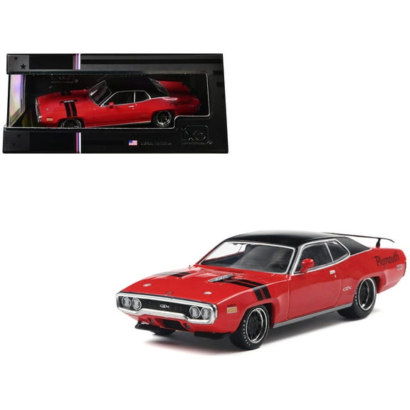 1971 Plymouth GTX Rally Red with Black Top and Stripes 1/43 Diecast Model Car by IXO Models