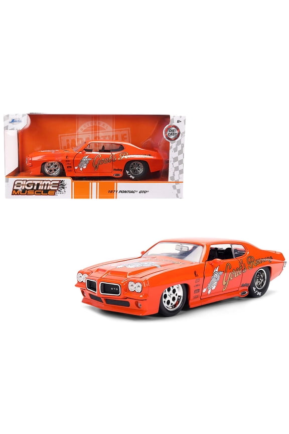 1971 Pontiac GTO "Goat's Revenge" Orange with Graphics "Bigtime Muscle" Series 1/24 Diecast Model Car by Jada