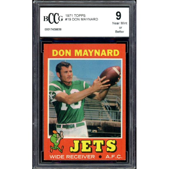 1971 Topps #19 Don Maynard Card BGS BCCG 9 Near Mint+