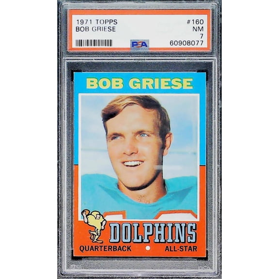 1971 Topps Football #160 Bob Griese Miami Dolphins PSA 7 NM Trading Card