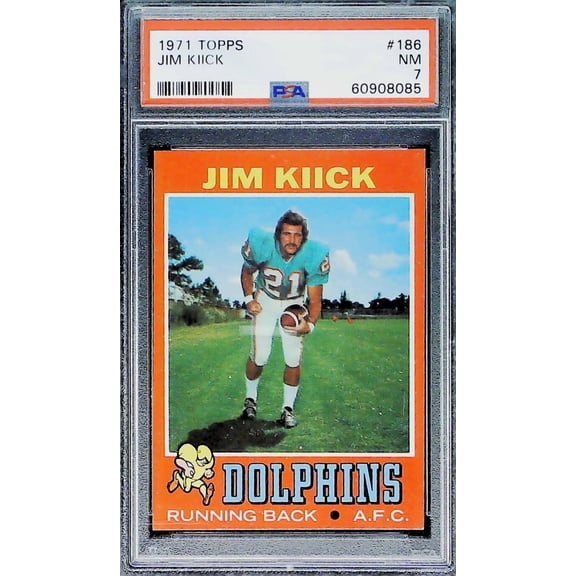 1971 Topps Football #186 Jim Kiick Miami Dolphins PSA 7 NM Trading Card
