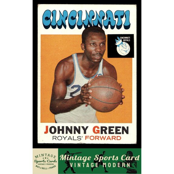1971 Topps Johnny Green #86 Cincinnati Royals Basketball Card Sticker Of Front