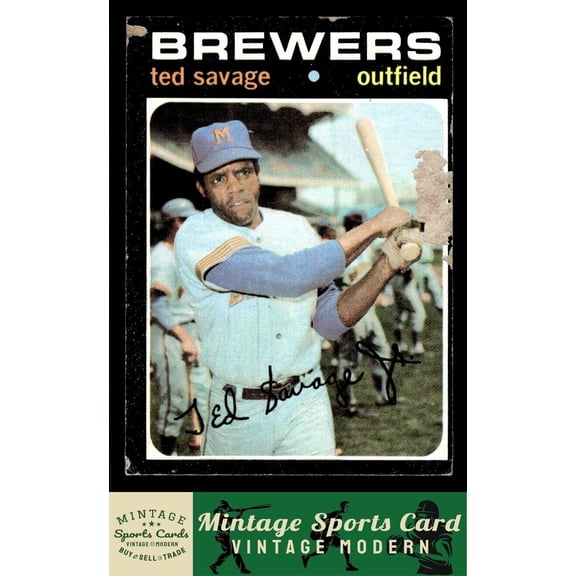 Low Grade 1971 Topps 76 Ted Savage Milwaukee Brewers Baseball Card