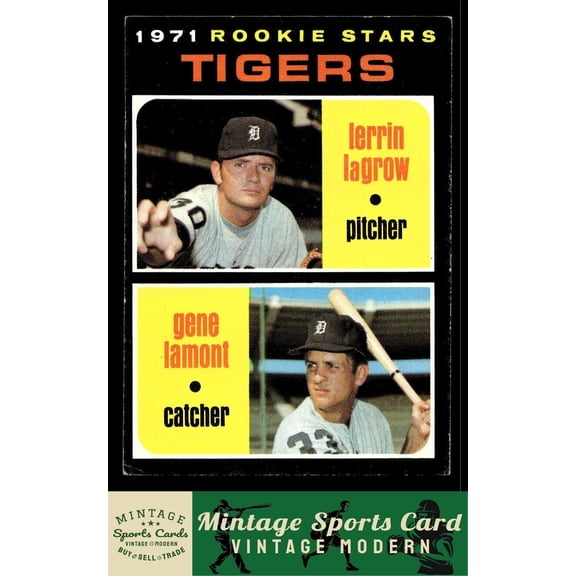 1971 Topps Detroit Tigers 1971 Rookie Stars Lerrin LaGrow Gene Lamont #39 RC Baseball Card