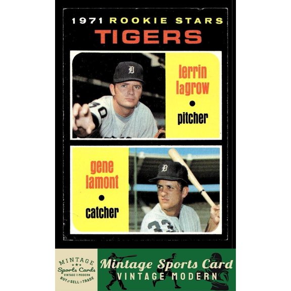 1971 Topps Detroit Tigers Rookie Stars Lerrin LaGrow Gene Lamont #39 RC Baseball Card