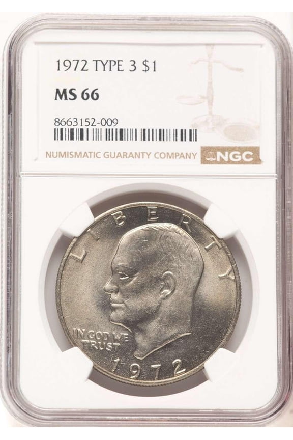 1972 $1 Eisenhower Dollar Coin NGC MS66 Type Three - HAT782652007