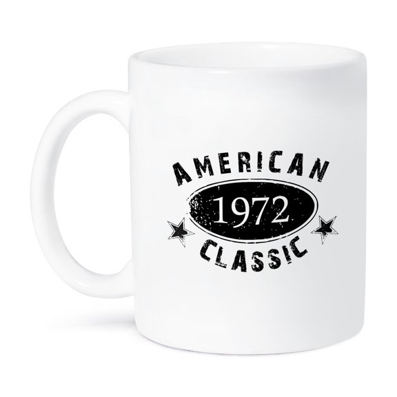 3dRose, 1972 American Classic - Personalized Birth Year Birthday gift - black grunge vintage look - funny, 11oz Mug