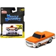 1972 Chevrolet C-10 Pickup Truck Orange and White 1/64 Diecast Model Car by Muscle Machines