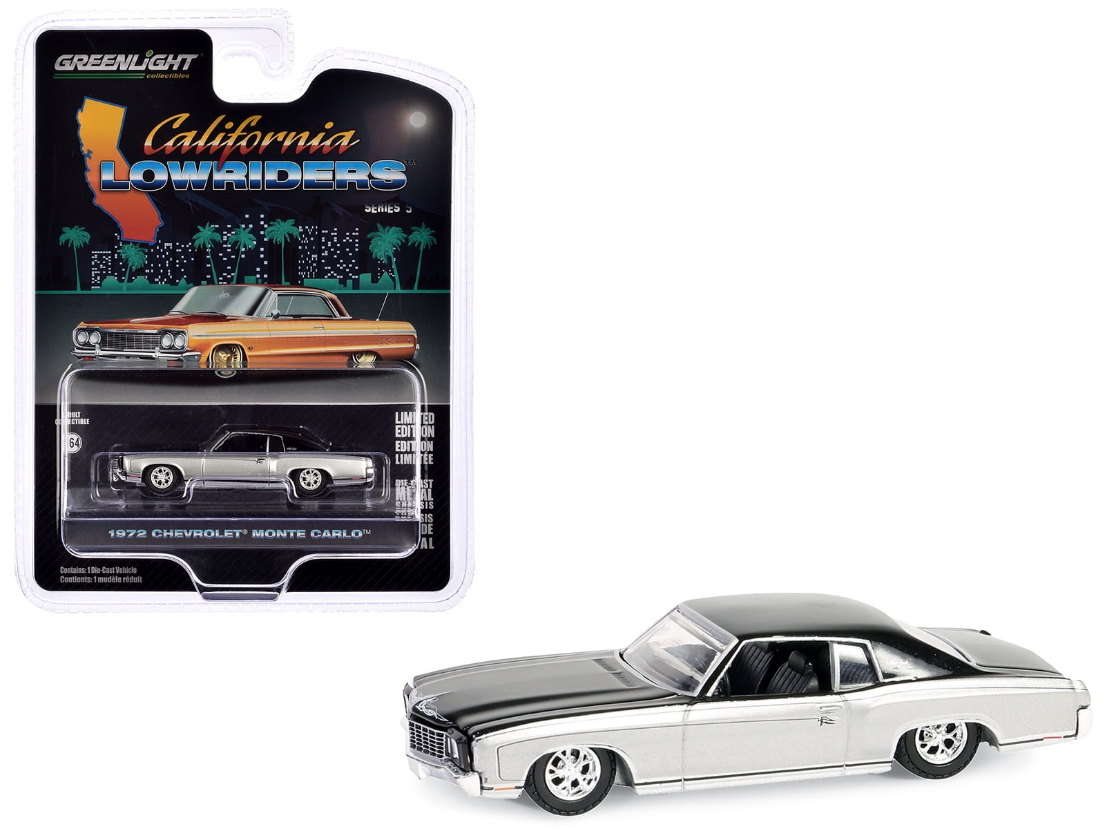Low Rider Silver 1972 Chevrolet Monte Carlo Lowrider Silver Metallic & Black