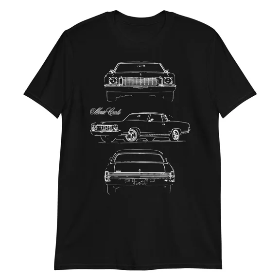 1972 Chevy Monte Carlo Classic Car Outline Short-Sleeve Unisex T-Shirt