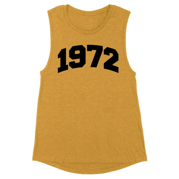 1972 College Style Women's Muscle Tank Small Antique Gold