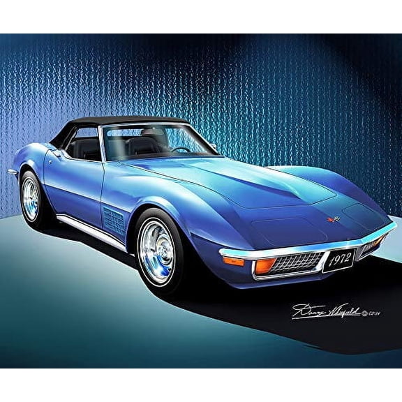 1972 Corvette convertibile Mediterranean Blue with White Wall Tires - Fine Art Print by Danny Whitfield - Size 24 X 36