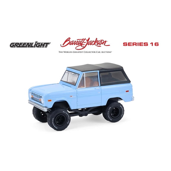 1972 Ford Bronco Custom SUV, Blue - Greenlight 37330F/48 - 1/64 Scale Diecast Model Car