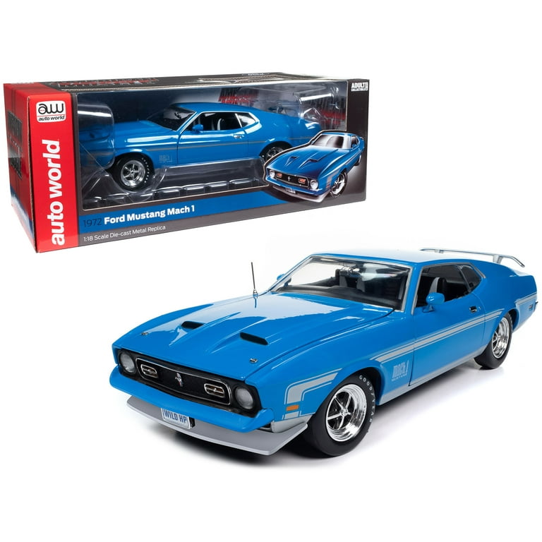 1972 Ford Mustang Mach 1 Grabber Blue with Silver Stripes American