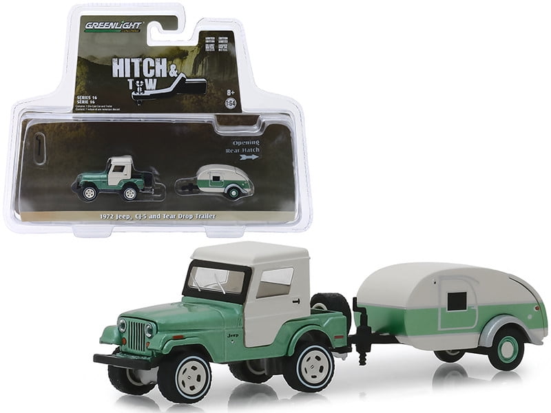 1972 Jeep CJ-5 Half-Cab and Teardrop Trailer Metallic Green and