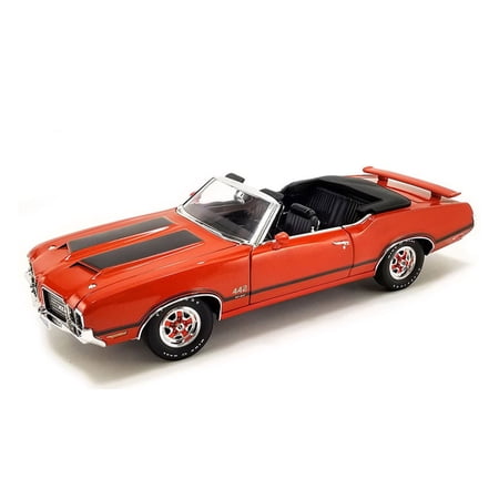 1972 Oldsmobile 442 W-30 Convertible, Flame Orange w/Black Stripes - Acme A1805624 - 1/18 Scale Car