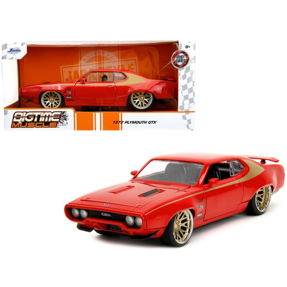 1972 Plymouth GTX Red with Gold Graphics "Bigtime Muscle" Series 1/24 Diecast Model Car by Jada