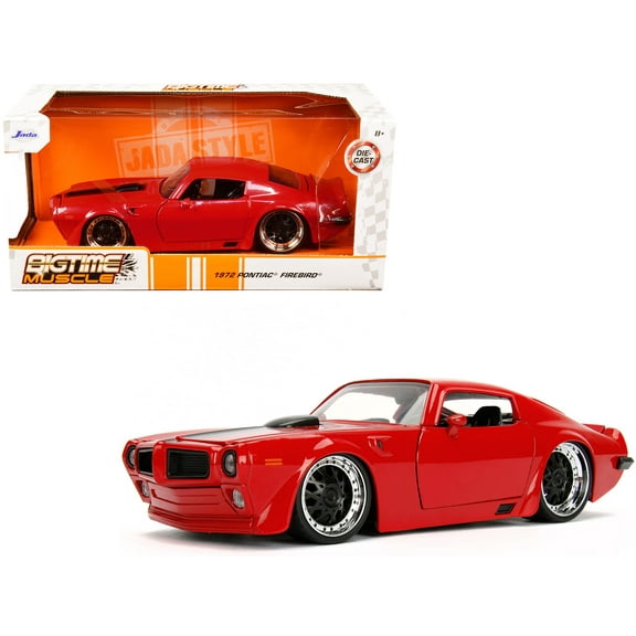 1972 Pontiac Firebird Red with Black Hood Stripe "Bigtime Muscle" Series 1/24 Diecast Model Car by Jada