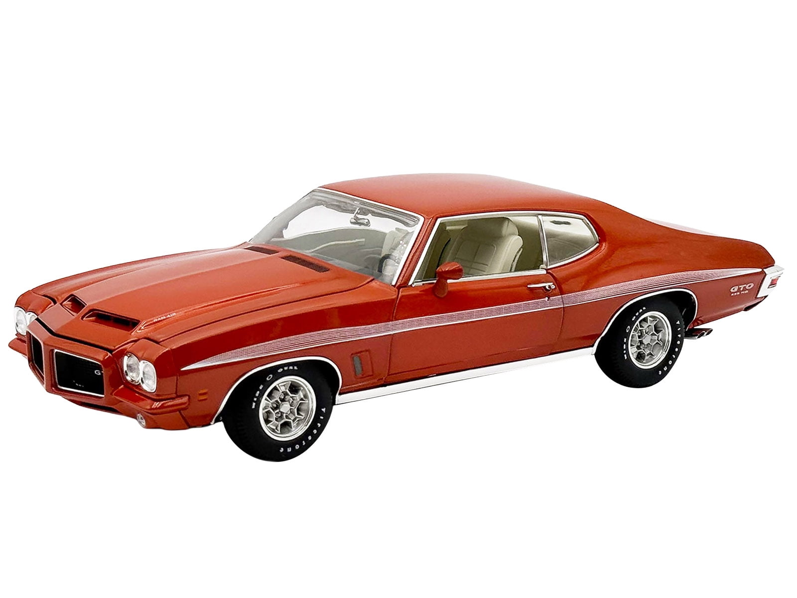 1972 Pontiac GTO LeMans Sundance Orange Metallic with GTO Stripes Limited Edition to 342 pieces 1/18 Diecast Model Car by ACME
