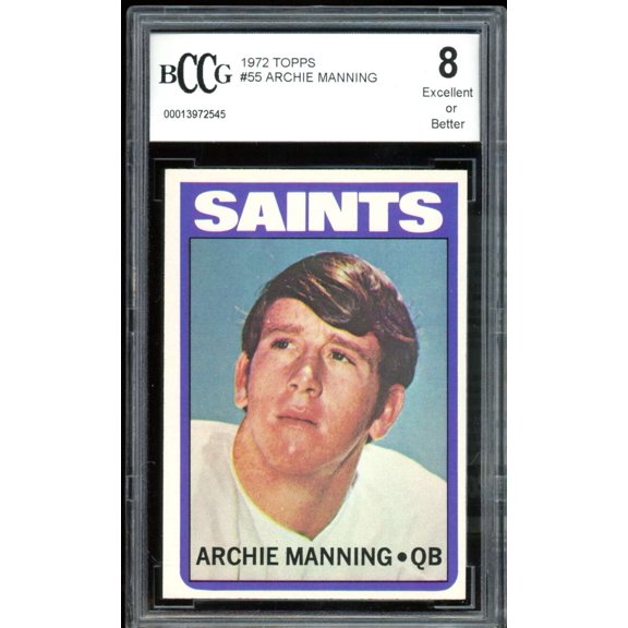 1972 Topps #55 Archie Manning Rookie Card BGS BCCG 8 Excellent+