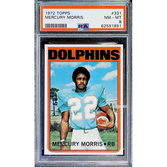 1972 Topps Football #331 Mercury Morris Miami Dolphins PSA 8 NM-MT Trading Card