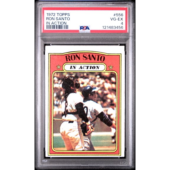 Graded 1972 Topps Ron Santo #556 In Action PSA 4 Baseball Card