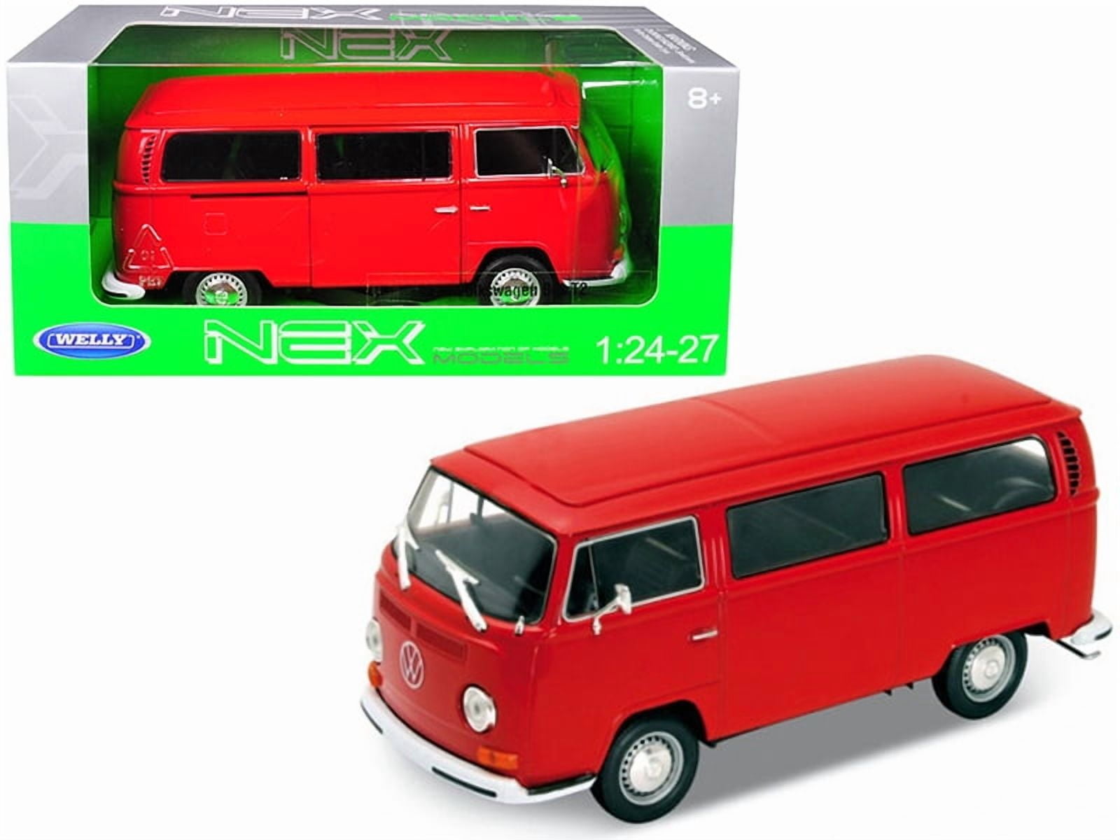 Welly 22472r 1972 Volkswagen Bus Van T2 Red 1-24 Diecast Model