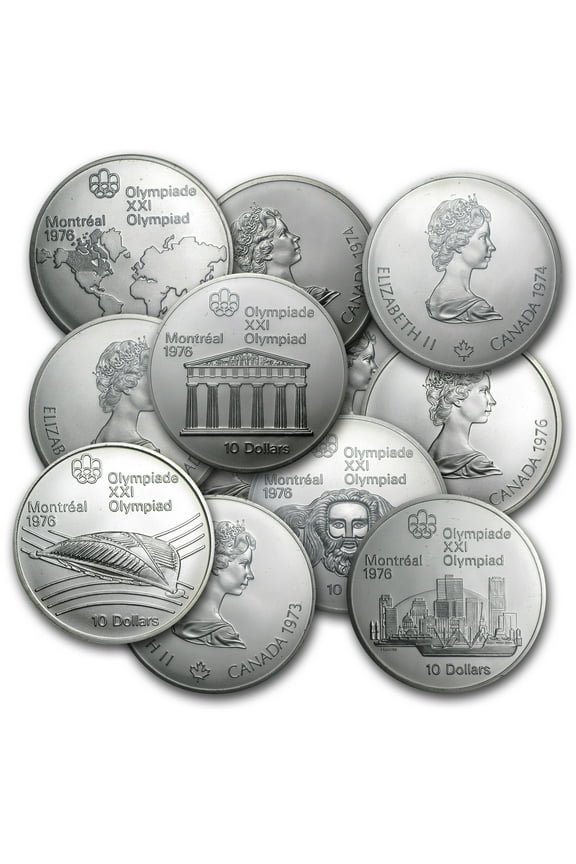 1973-1976 Canada $10 Olympic Silver Coin BU/Proof (ASW 1.4454 oz)