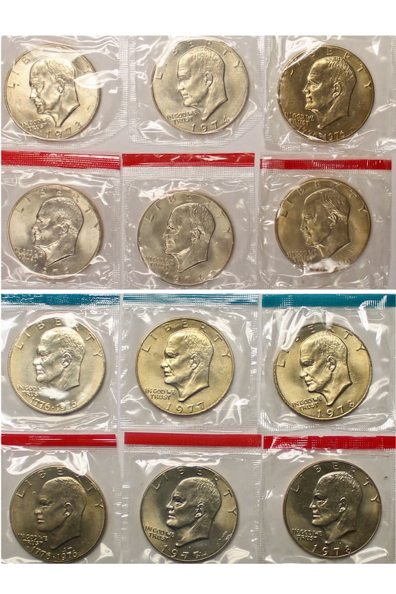 1973-1978 BU Eisenhower Dollar Run U.S. Mint Cello - 12 Coin Set