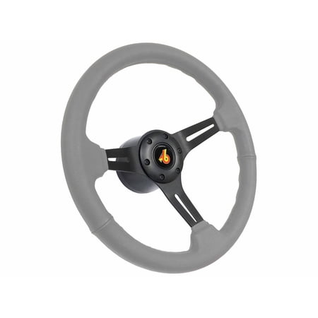 1973-1987 Buick Regal; VSW 6 Bolt Gray Leather Steering Wheel Black Kit, Grand National Emblem