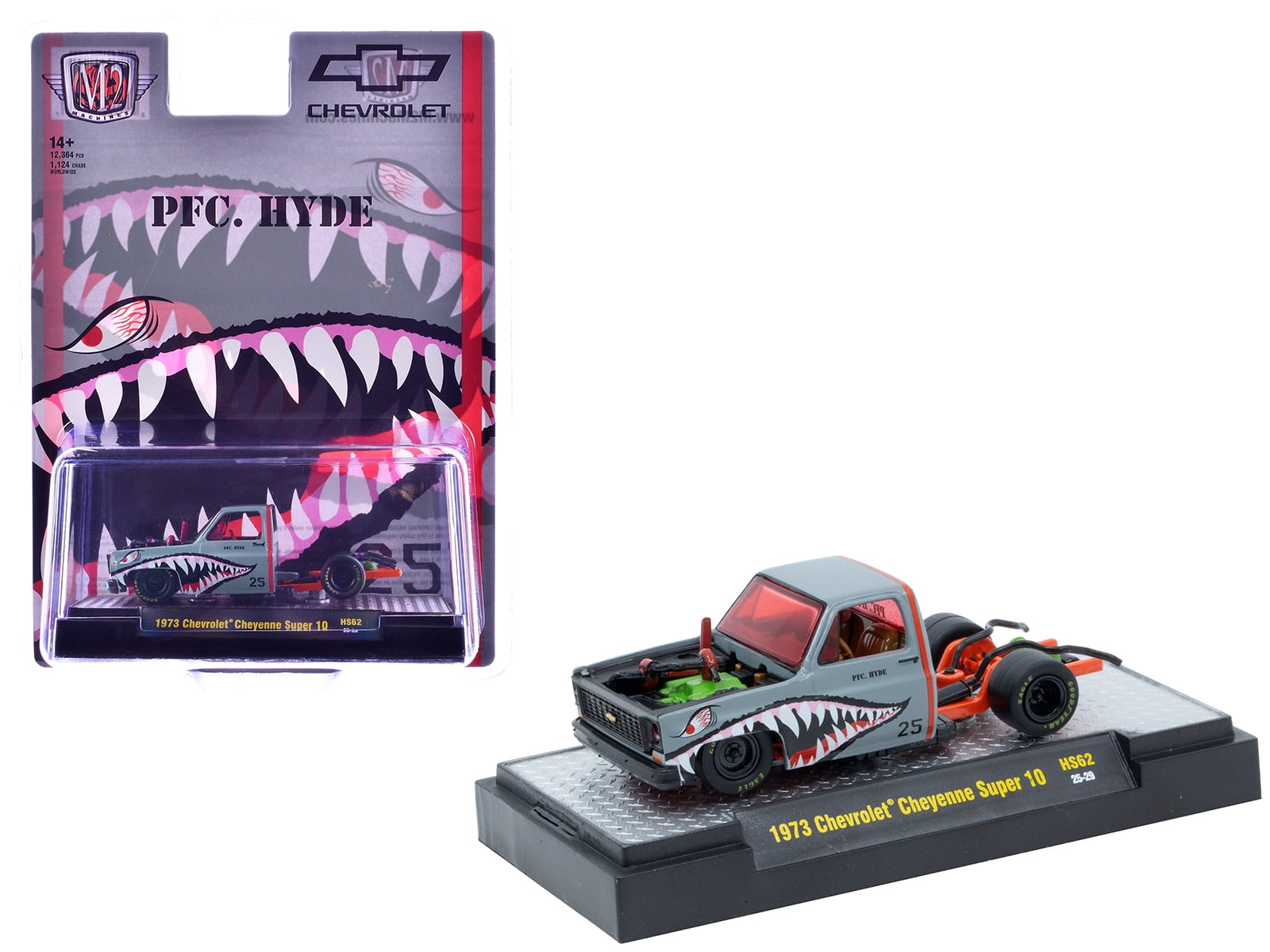 M2マシーン ウォルマート限定　1973 シボレー・シャイアン・スーパー 10 1973 Chevrolet Cheyenne Super 10 Square Body Bedless Truck Bright