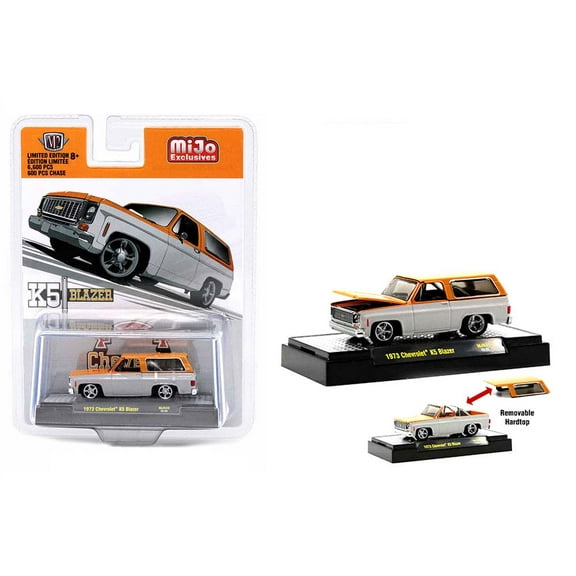 1973 Chevrolet K5 Blazer Orange Metallic and White Limited Edition 1/64 Diecast Model Car by M2 Machines