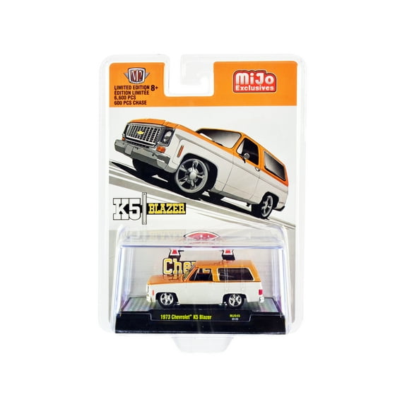 1973 Chevrolet K5 Blazer Diecast Model Car in Stunning Orange and White Metallic - Only 6,600 Pieces Worldwide by M2 Machines