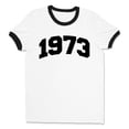 thumbnail image 1 of 1973 College Style Ringer Tee Shirt Unisex Large White/Black, 1 of 5